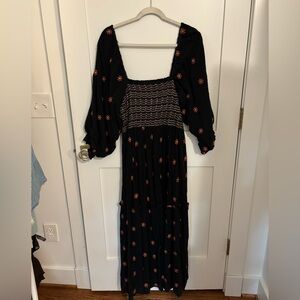 Free People Black and Red Floral Maxi Dress